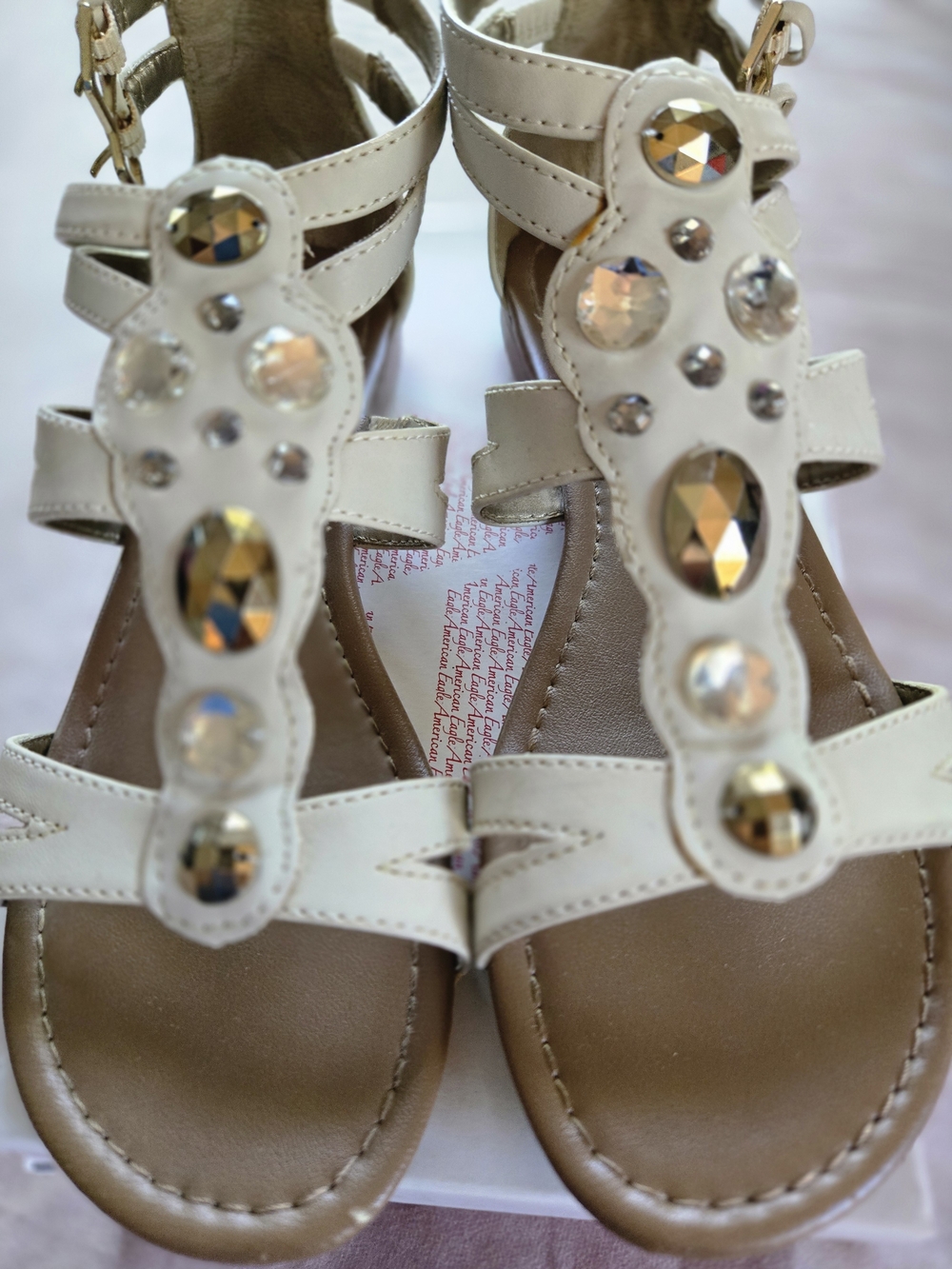 Bejeweled Cream Gladiator Sandals Sz 7